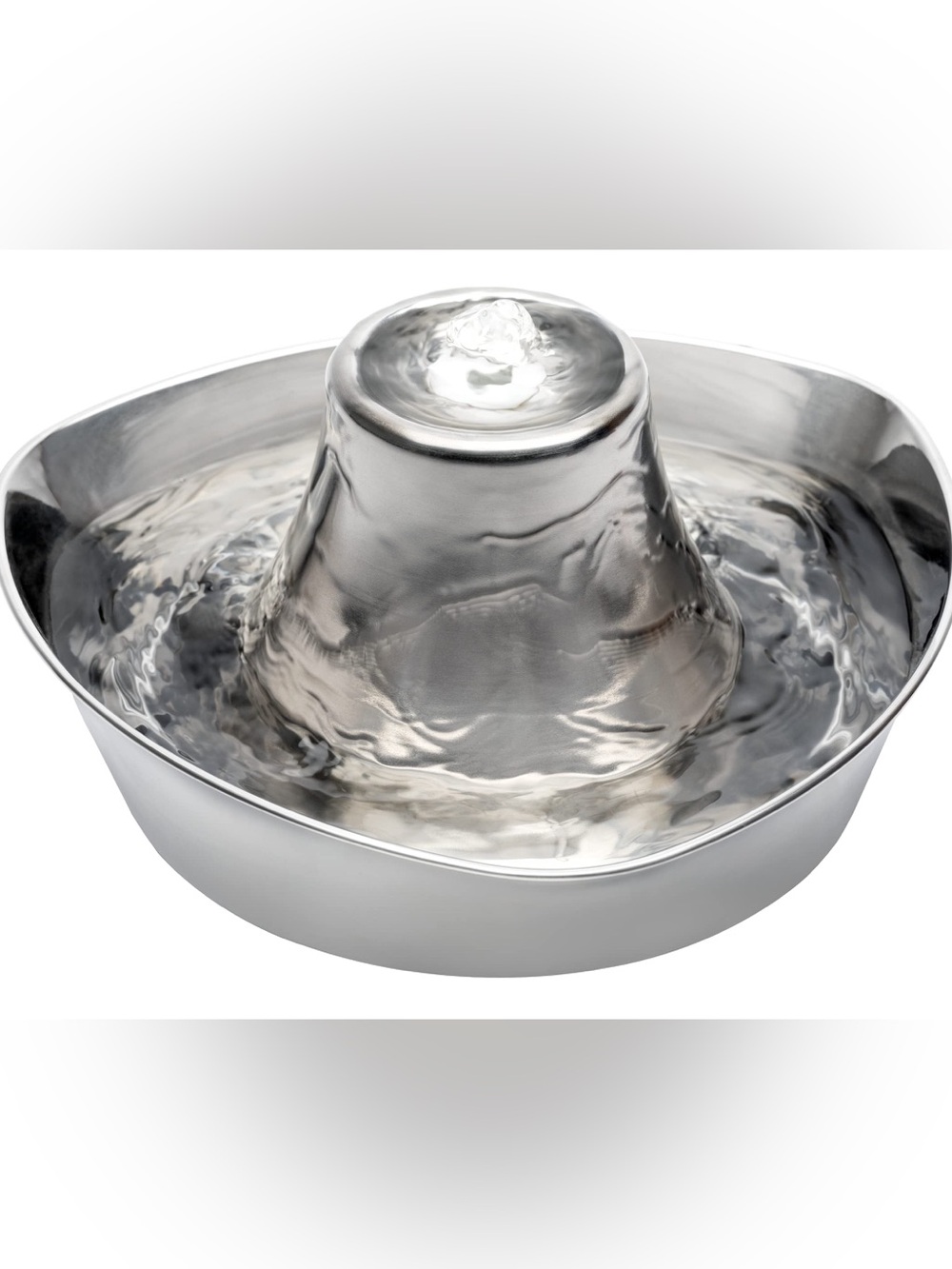 Modern Silver Indoor Dog & Cat Water Bowl Fountain - Sleek Metallic